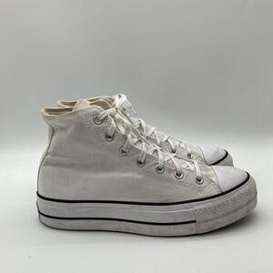 Womens Size 10 Converse Chuck Taylor All Star Platform Lift High Top White Shoes